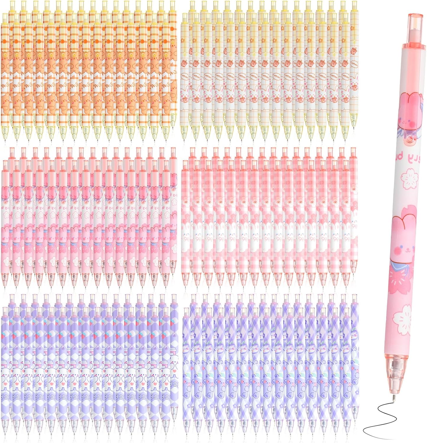 180 Pcs Kawaii Pen Bulk Cute Pen Kawaii Stationery Supplies Christmas Gel Ink Pen Back to School Gifts 0.5 mm Black Ink Retractable Fine Ballpoint Pen Stylish School Pens for Kids Girls Office School