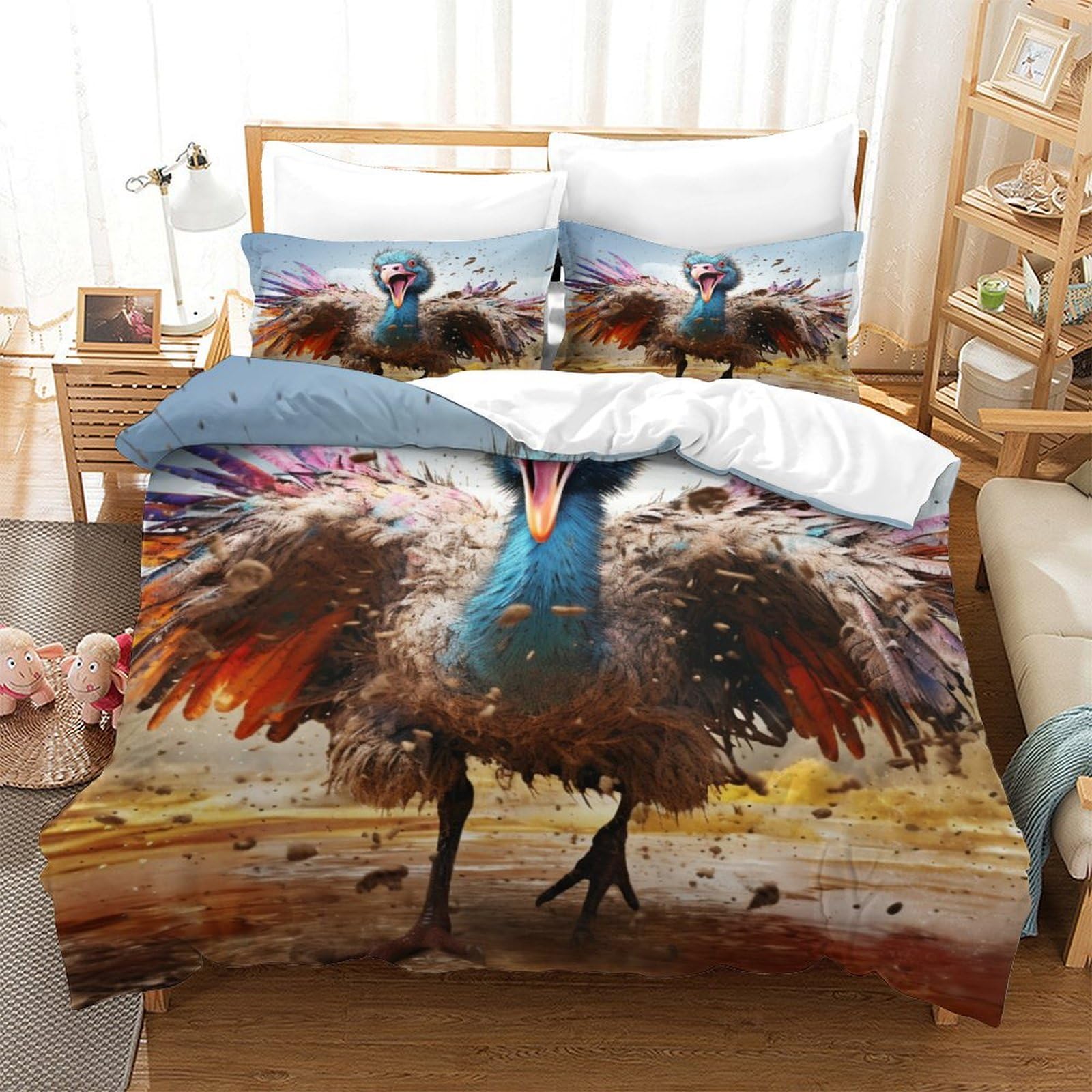 P1S9U7W5Y 3D Printed Peacock Duvet Cover Set 3pcs Microfiber Peacock Bedding Set Double