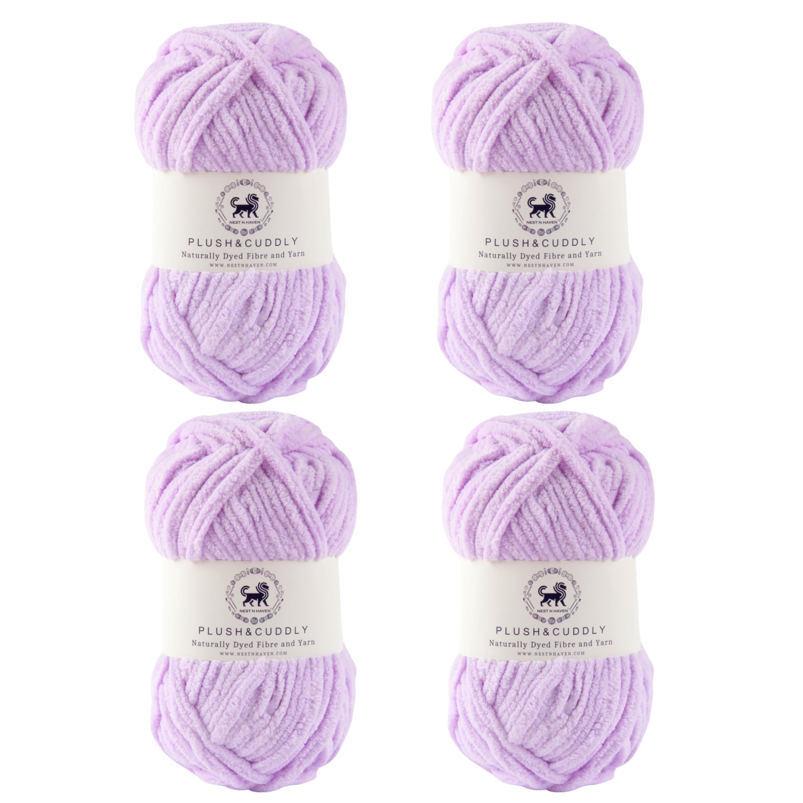 NESTNHAVEN, Wool, Plush & Cuddly, Chenille Yarn Supersoft Hand Knitting Wool Ball, (1 Ball/100 Gram Each) Ball Suitable for Craft, Babywear, Baby Blankets, 5 Bulky, Shade no - NNHB010 (Lilac (Purple), Set of 4) (B0DCZC9ZXS) Amazon Price History, Amazon Price Tracker