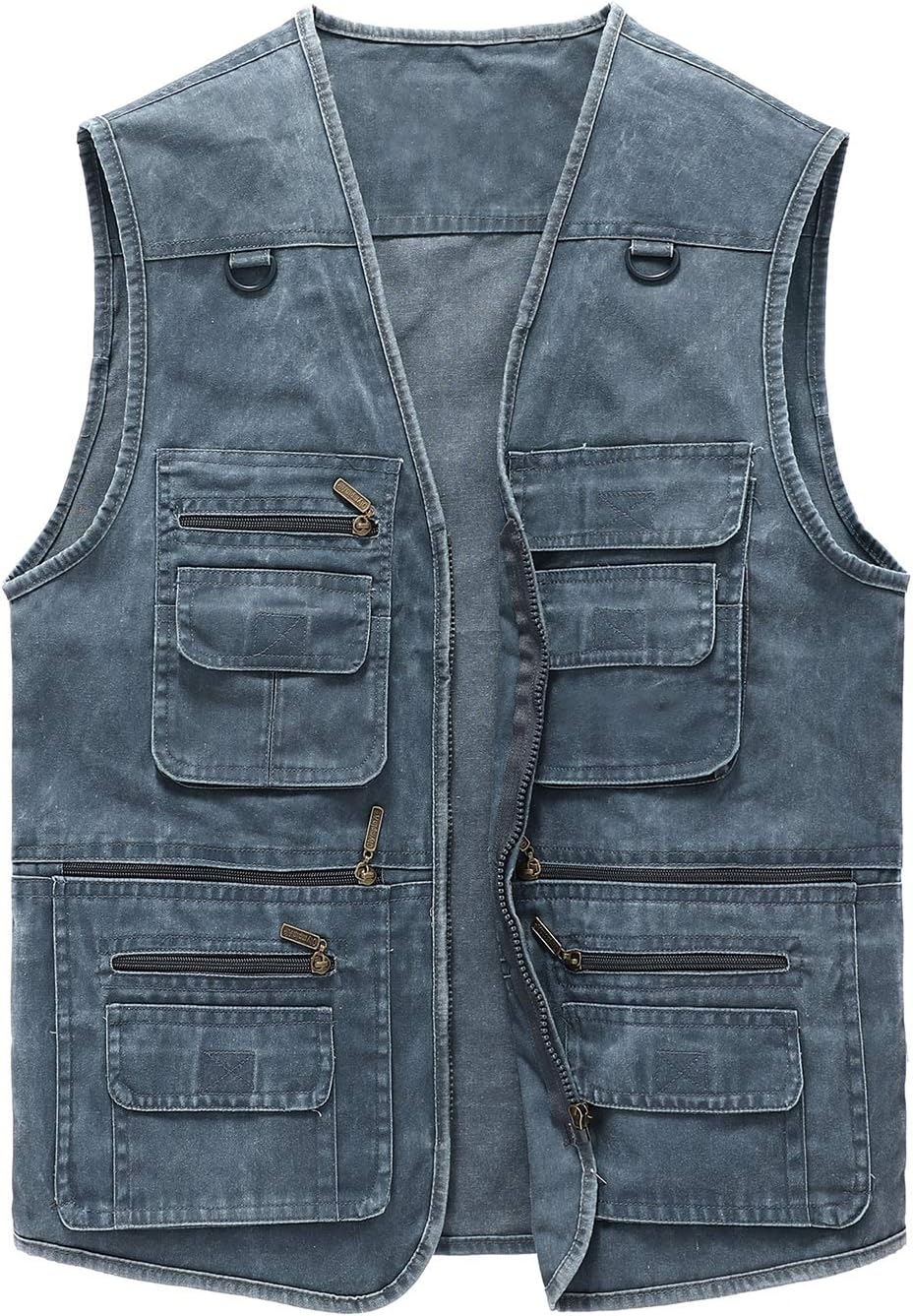 Size M Men's Denim Vest Outdoor Casual Multi Pocket Sleeveless Jacket Jean Work Travel Utility Vest