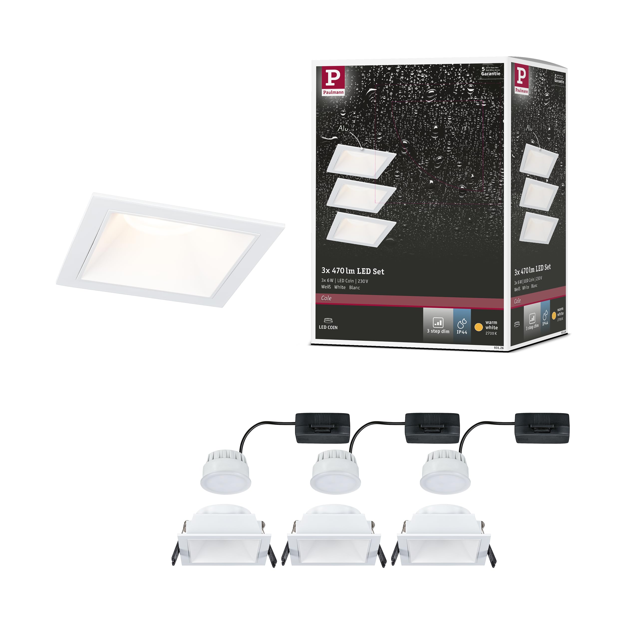 Paulmann EBL 3-piece Set Cole Coin 3StepDim Fixed 2700K — image 1