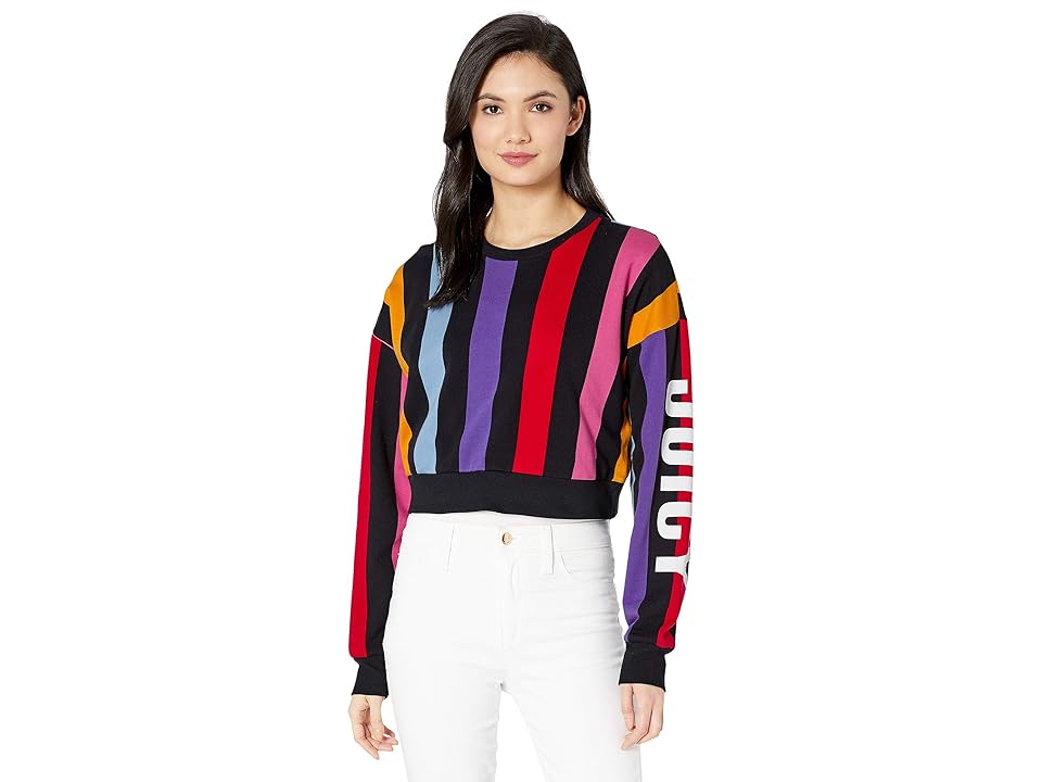 

Juicy Couture Bold Vertical Stripe Terry Track Pullover (Bold Vertical Stripe) Women's Sweatshirt, Multi