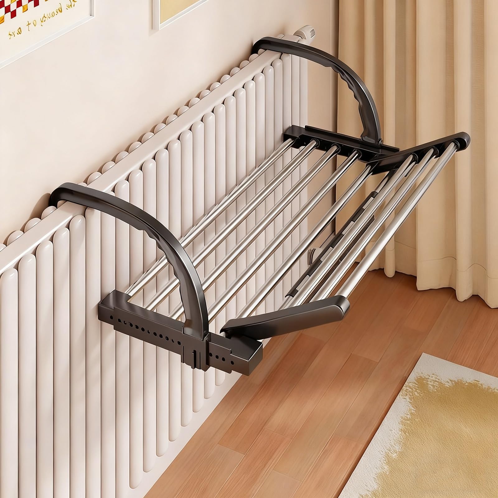 HADECOLL Portable Clothes Drying Rack For Balconies And Windowsills, No Drilling Hooks For Hanging On Railings And Window Frames, Compact Design