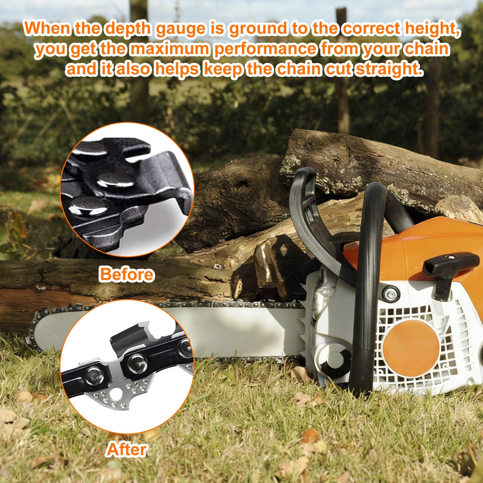 Regolabile Limitatore Profondità Catena Motosega Acciaio Inossidabile Ricambio per Husqvarna 5056981-01N Compatibile 73LP 73VL