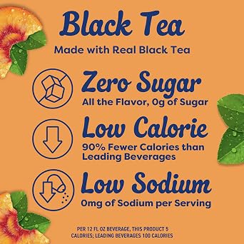 Crystal Light Drink Mix, 6 Pitcher Packets, for Flavorful Hydration and Shareable Refreshment, Peach Iced Tea artificial flavor, Made with Black Tea, 1.5 oz