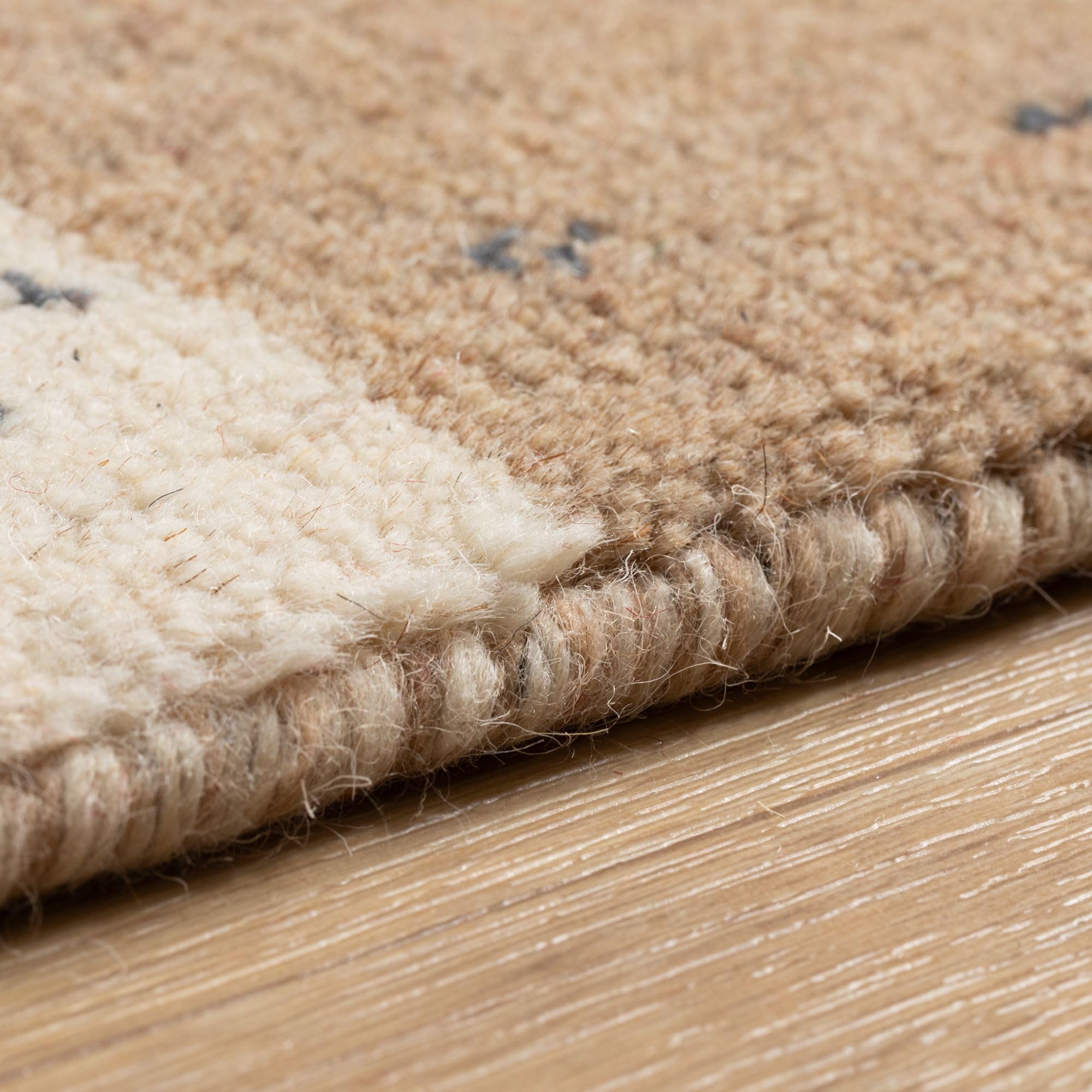 Steffensmeier Gabbeh Teppich Shiraz | Wolle, Beige, Größe: 70x140 cm Kurzflor Teppich für Wohnzimmer, Ethno Look