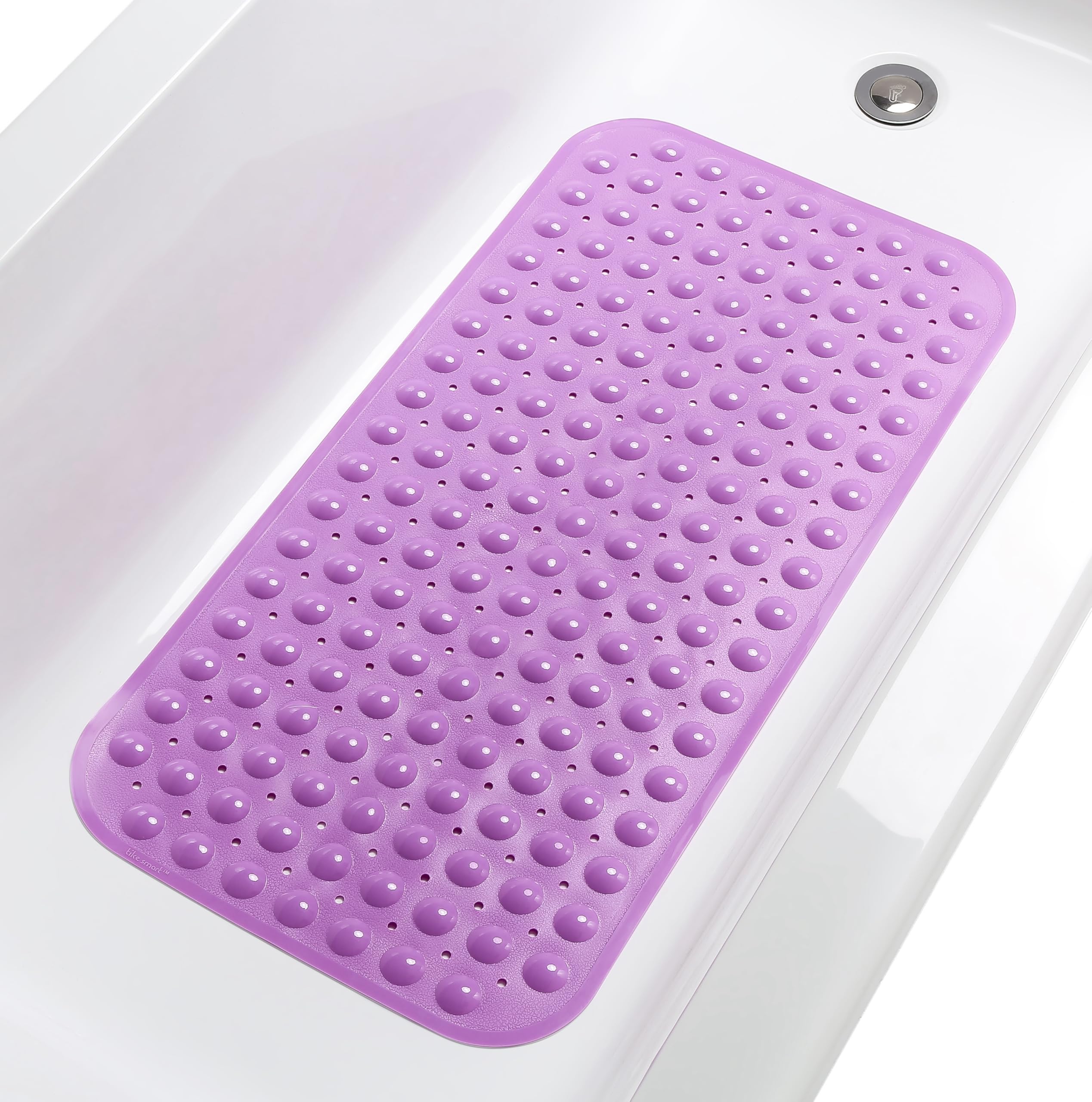 Large Non-Slip Bathtub & Shower Mat 31 inch x16 inch (Smooth/Non-Textured Tubs Only) Safe, Clean, Machine-Washable, Superior Grip&Drainage, Vinyl, Opaque Purple, Medium