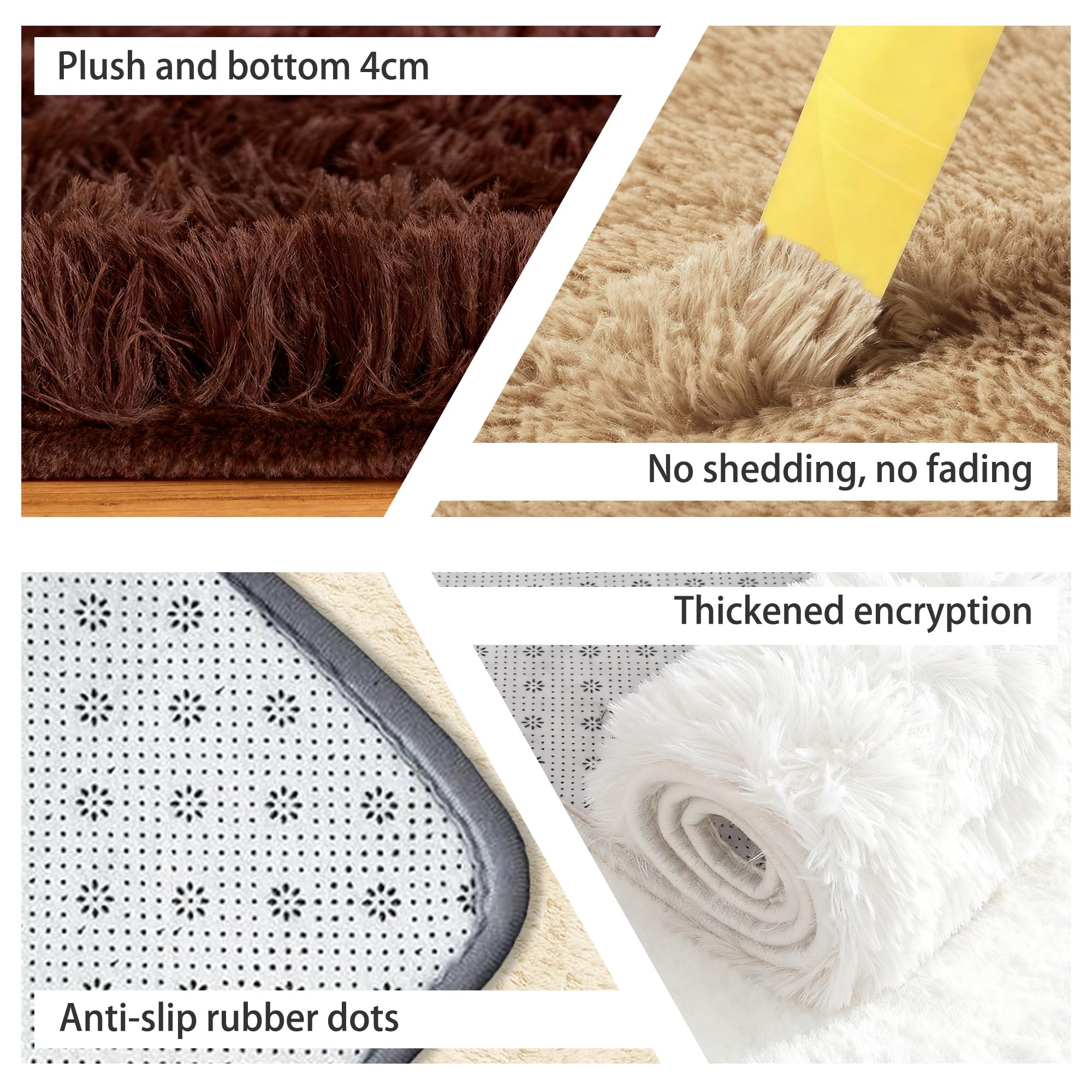 Hochflor Teppich 150 x 300 cm Superweich Flauschig Modern Shaggy Langflor Wohnzimmerteppich Moderner Flauschiger Kuscheliger für Schlafzimmer, Küche, Flur, Weiß