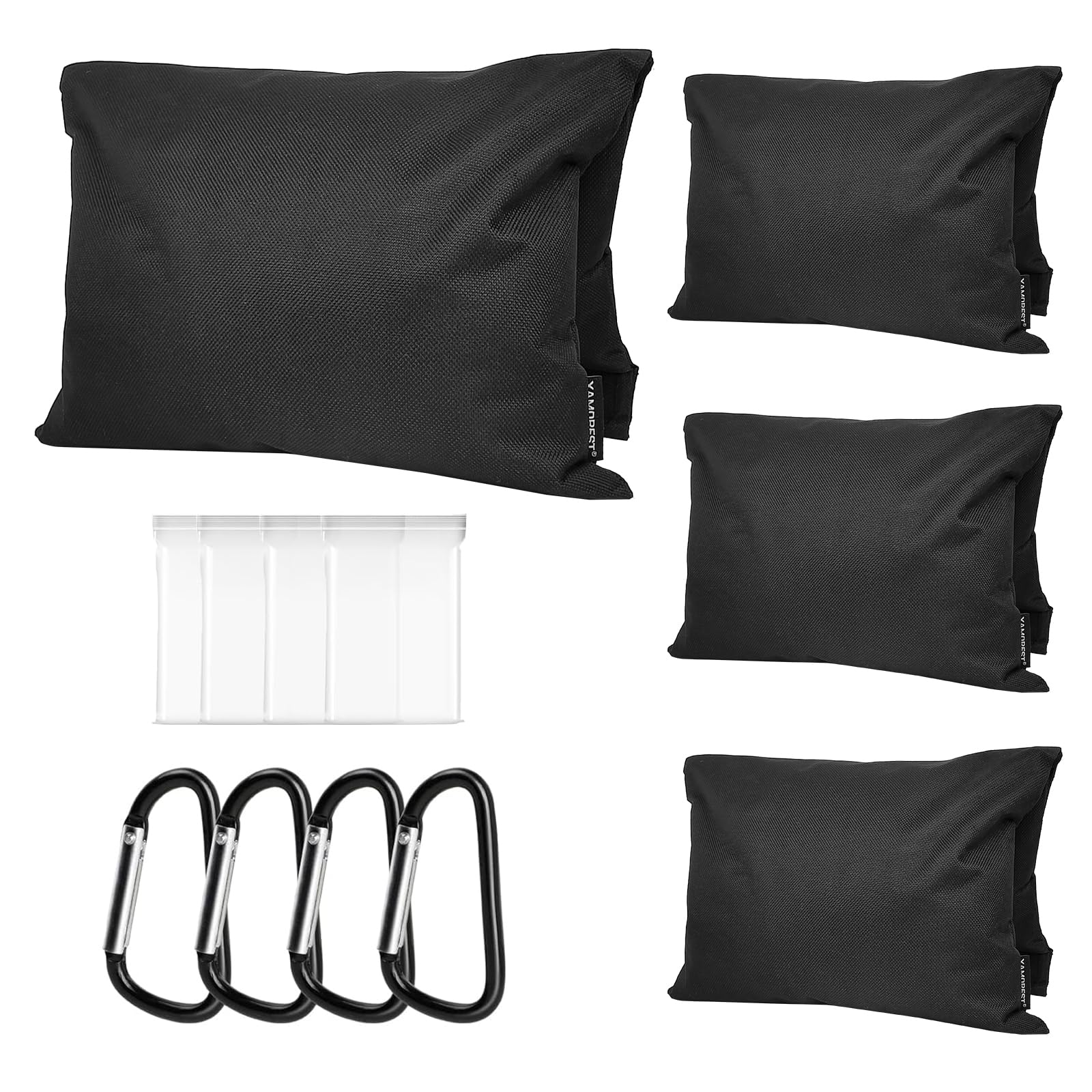 4 Pack Sandbag Weight Bags for Photography, Foldable Handheld Storage Bag with Shoulder Strap, 15.5"x9.4" Heavy Duty Polyester Saddlebag/Beanbag/