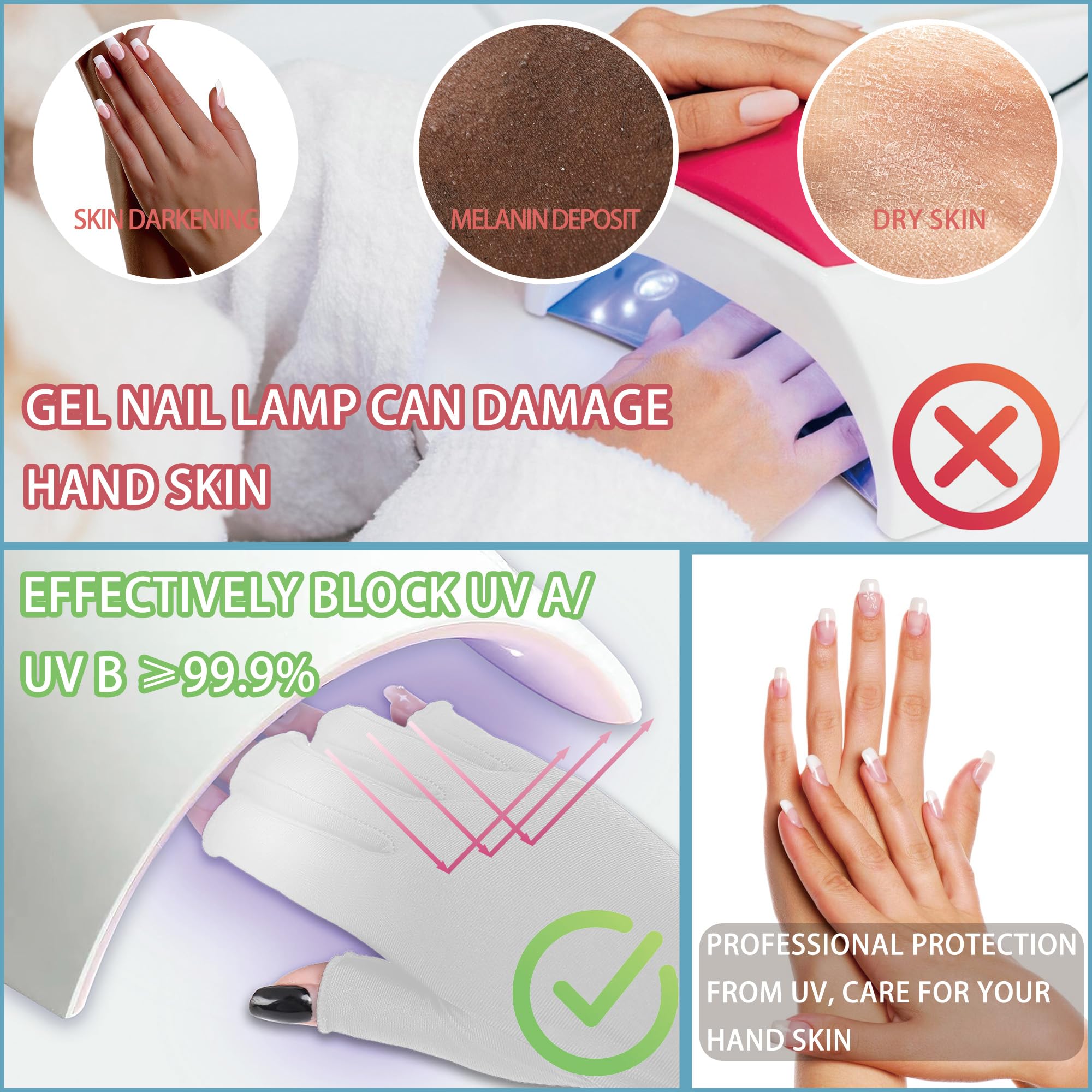 handschuhe für nagelstudio 1 Paar UV-Handschuhe Gel-Nagellampe UPF50+ Professionelle UV-Schutzhandschuhe für Maniküre Anti UV Fingerlose für Nagelkunst Hautpflege Schutz der Hände vor UV-Lichtschäden (weiß) Kosmetik Farbe:Grün-Blau gerade Form HANS NATUR Baby Handschuhe Mount
