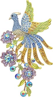 Delicate Large Peacock Animal Brooch Lapel Pin Dainty Rhinestone Brooch Costume Jewelry Accessories for Scarf Corsage