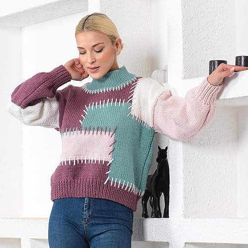 Miniatura 3 de Estako Megastar - Hilo de lana 75% acrílico, 25% lana, suave, grueso y voluminoso #5 para ganchillo y tejer, 3.52 onzas (3.53 oz)  120 años (360.9