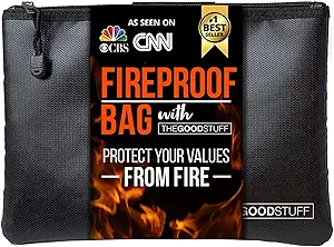 Water and Fireproof Pouch (10" x 13" / 2000℉), Protect Important Documents, Fireproof Bags (Extra Strength), Waterproof and Fireproof Document Bag, Fire Safe Bags, Keep Your Documents Safe (Legal)