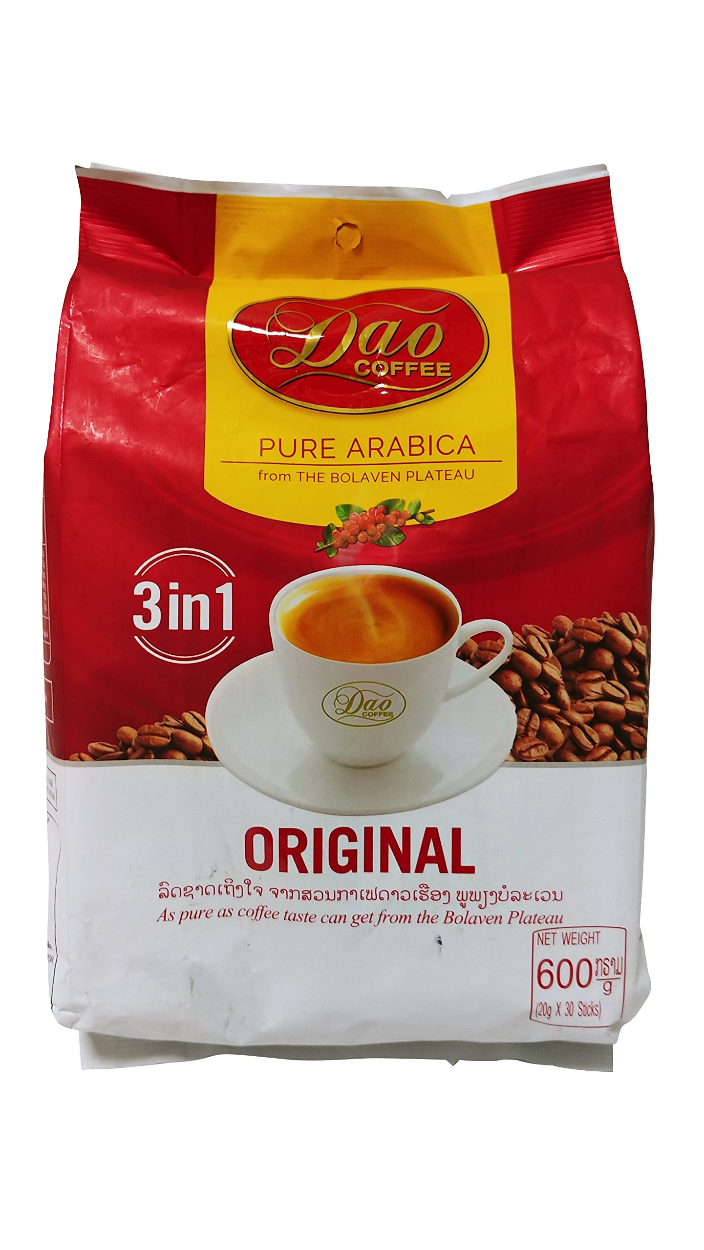Laos Dao Instant Coffee 3 in 1 ORIGINAL, 21.16oz(600g), 30 Sticks