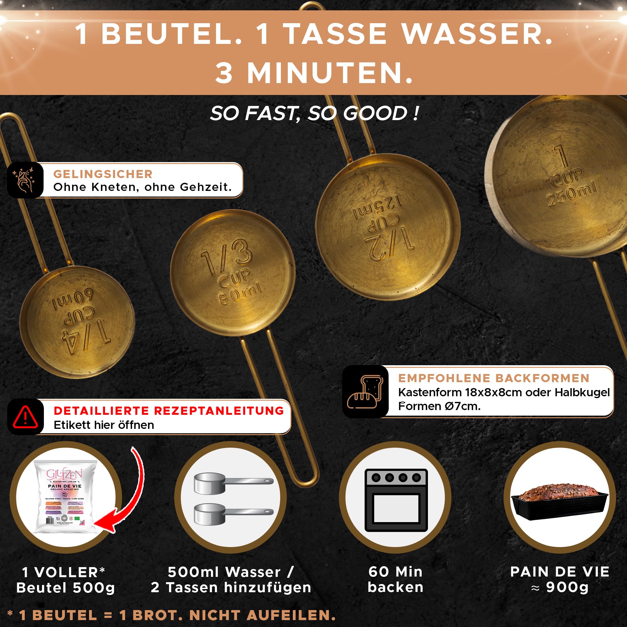 GLUTZEN Bio Glutenfreie Keto-Brot-Backmischung. Low Carb Saatenbrot | Niedriger GI, Ballaststoffreich. Ohne Kneten, Ohne Brotbackmaschine, Ohne Hefe. Zöliakie, Vegan, Allergenfrei, FODMAP