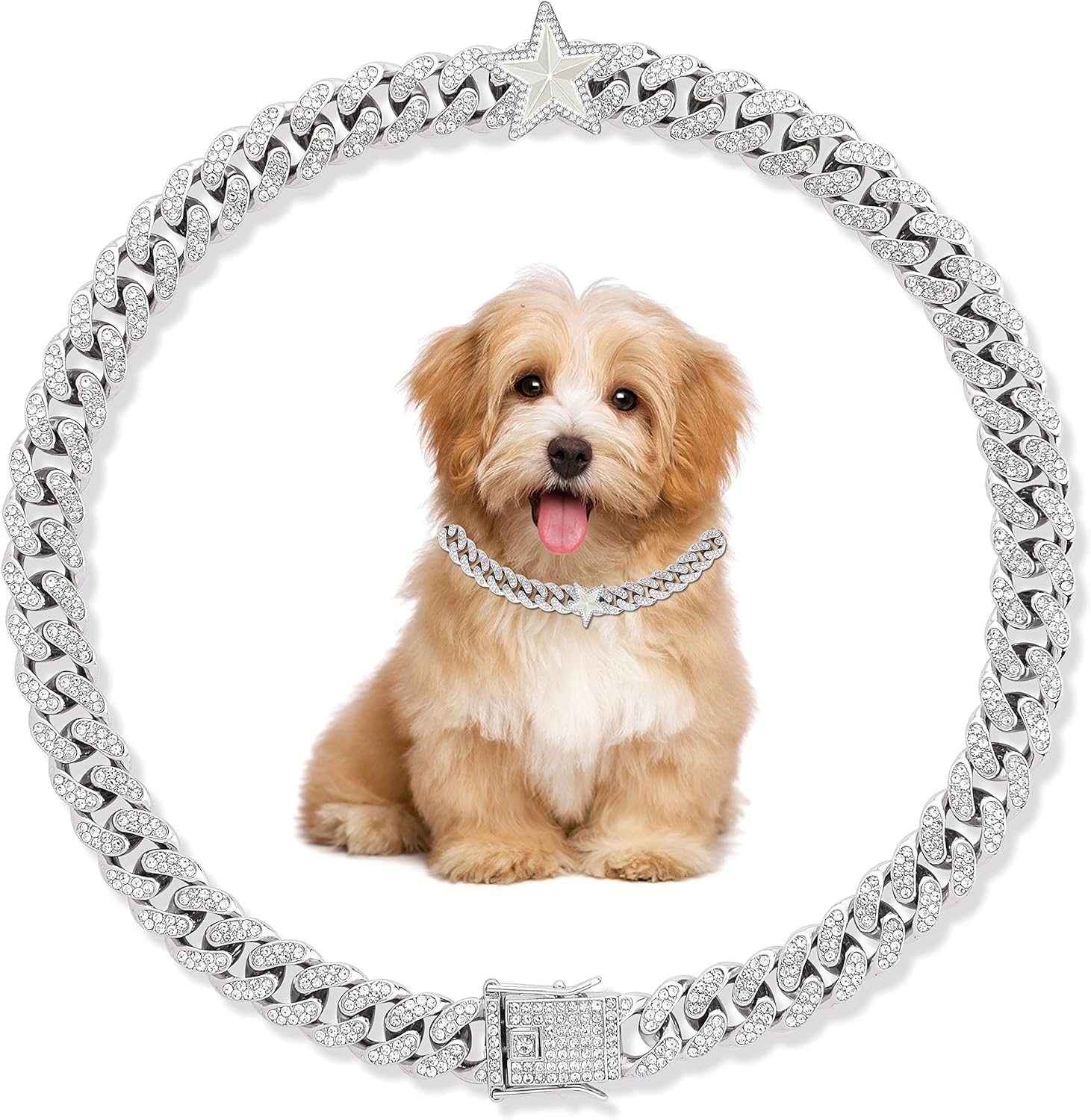 Dog Chain Cuban Collar Metal Chain Collar with Secure