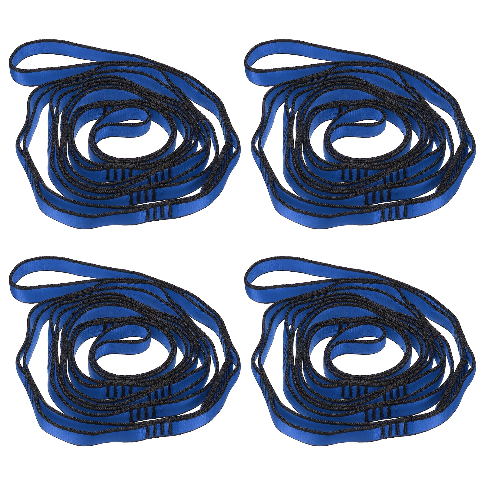 PATIKIL 71 Inch Daisy Chain Straps, 4 Pack Strong Climbing Strap Adjustable Nylon Chain Sling with 8 Loops for Aerial Yoga Hammock Swing, Blue