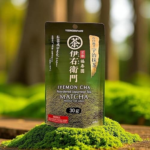 Miniatura 5 de UMAYA - Iyemon Cha Premium Matcha Powder de Kioto - Té verde Uji Matcha molido con piedra con cuchara de madera - Auténtico matcha japonés para
