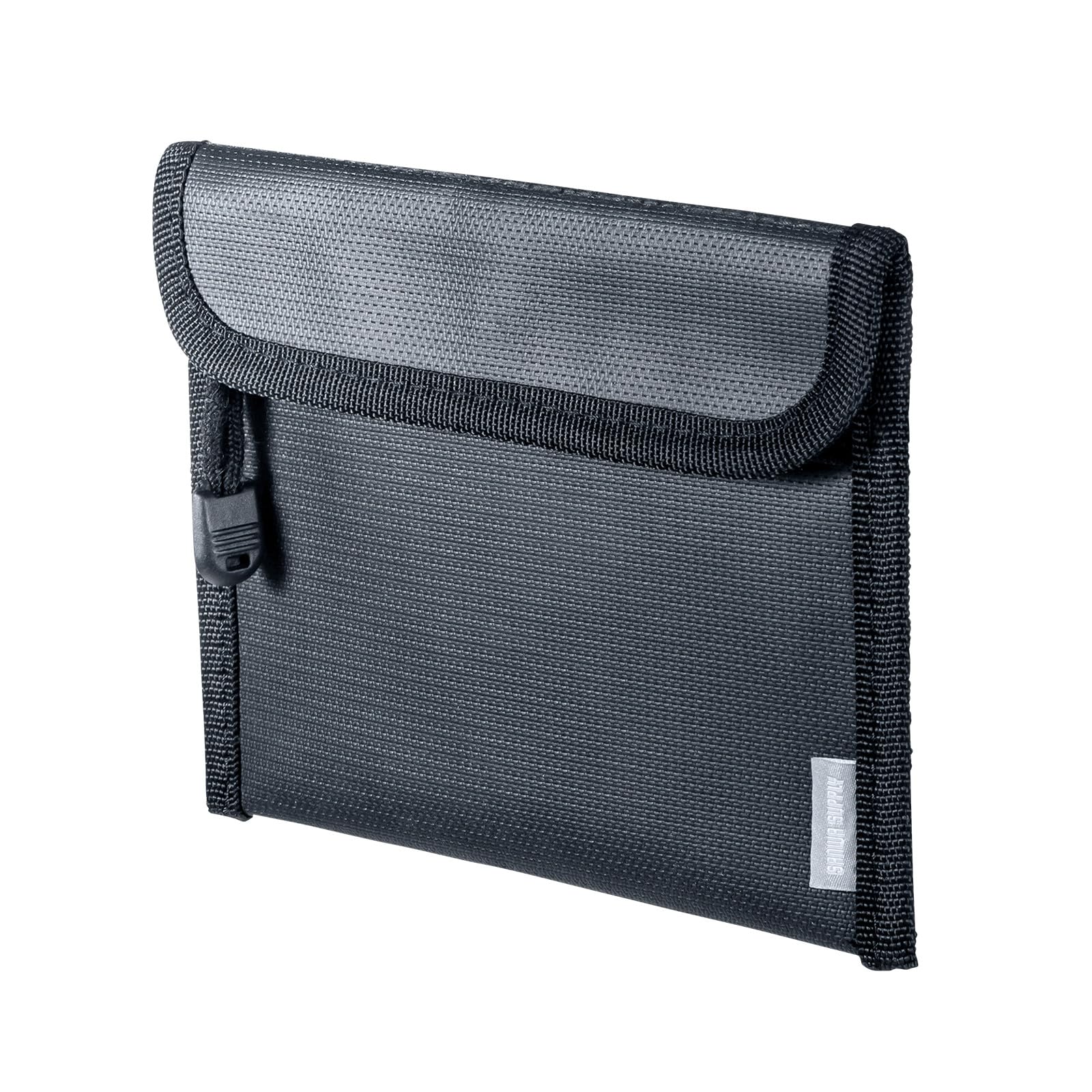 サンワサプライ モバイルバッテリーケース 難燃ポーチ Sサイズ(W190×D10×H135mm) 発火時の延焼抑制 保管・持ち運び用 薄型 軽量 ブラック IN-FP1BK