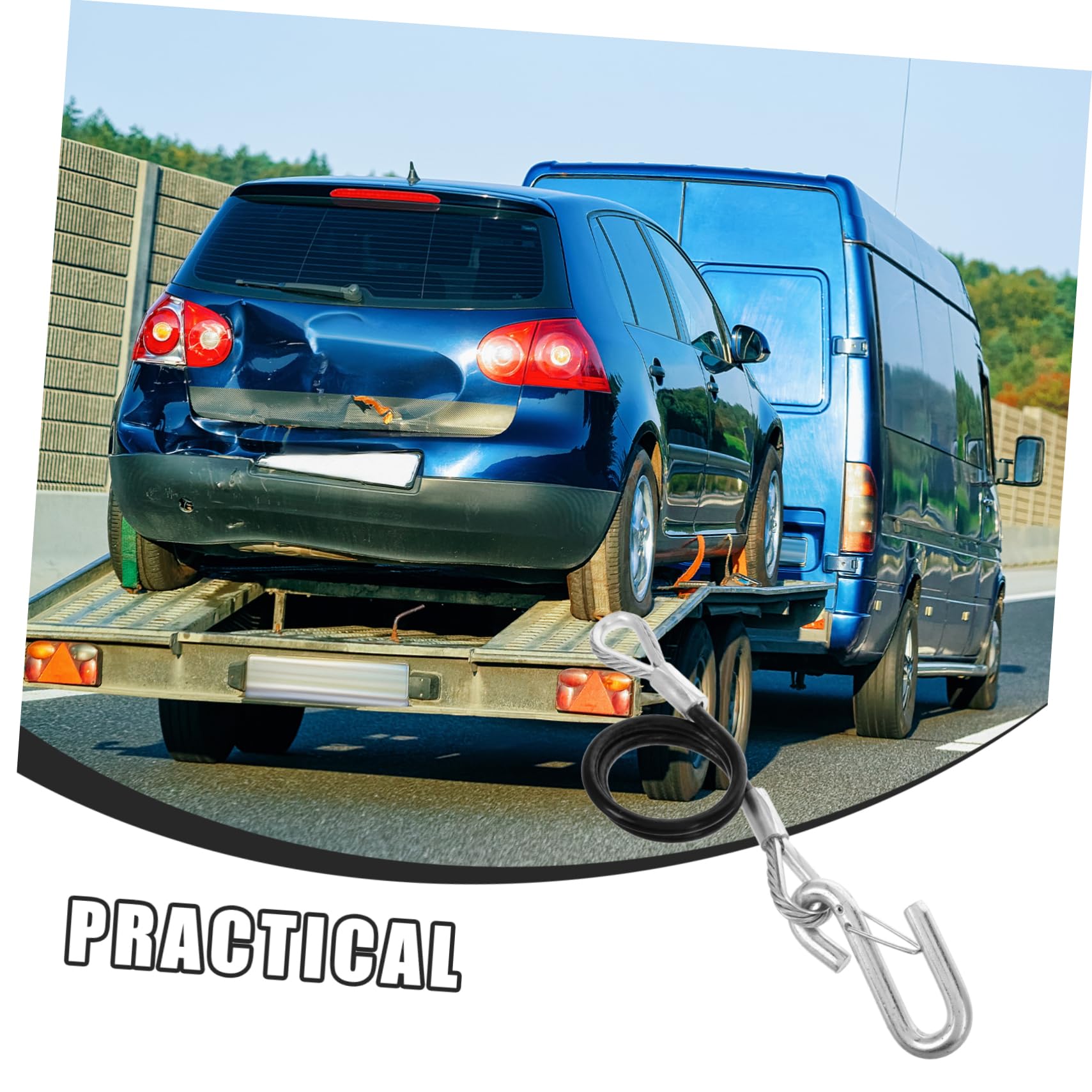 Happyyami Sicherheitskabel für Anhänger Tow Rope mit Haken Wetterbeständig aus Stahlseil Einfache Installation Zuverlässige Verbindung für Anhänger und Transport