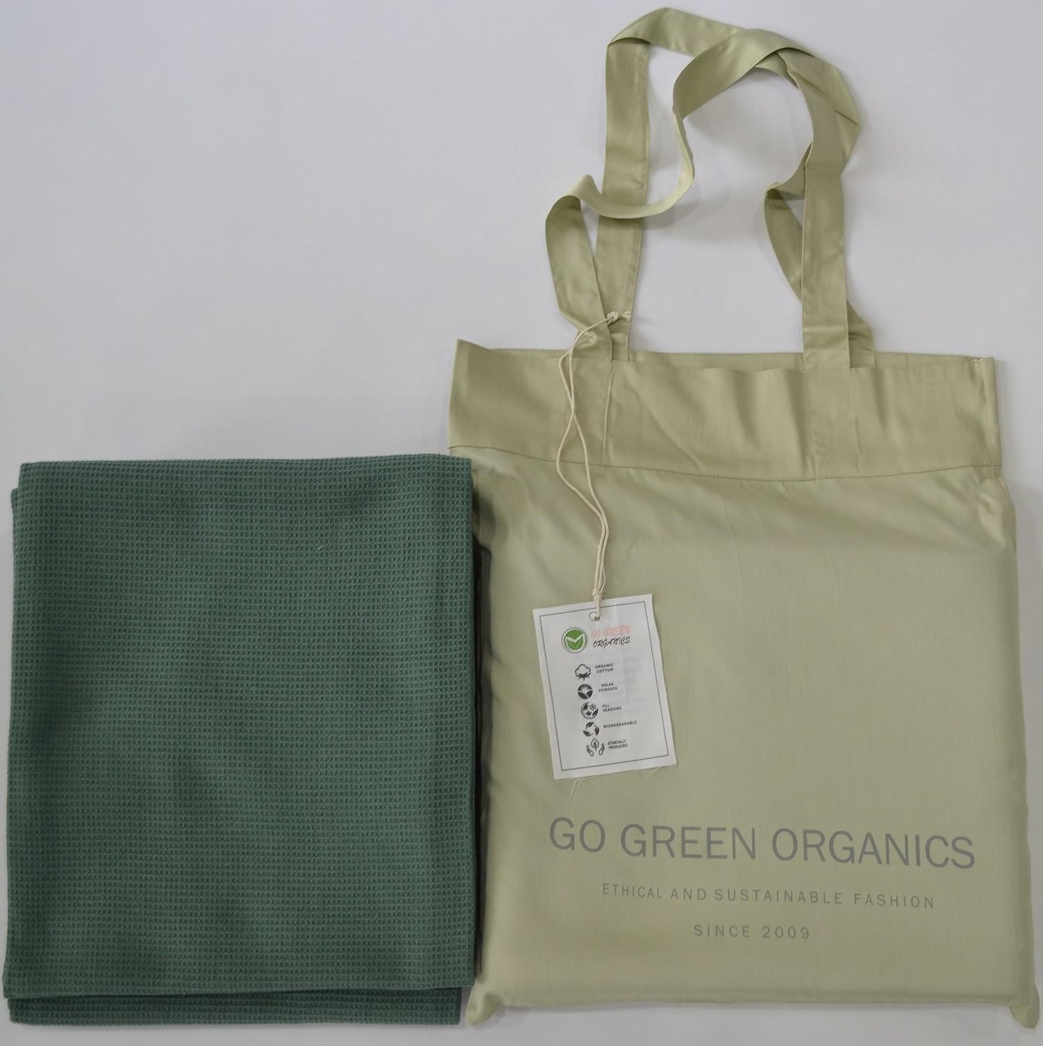 Waffle Bath Towel Pack of 2, 30.5x58 INCHES, 100% Organic Cotton, GOTS Certified (Forest Green) Super ABSORBANT & Quick Dry, NO SOFTENERS, Environment Friendly