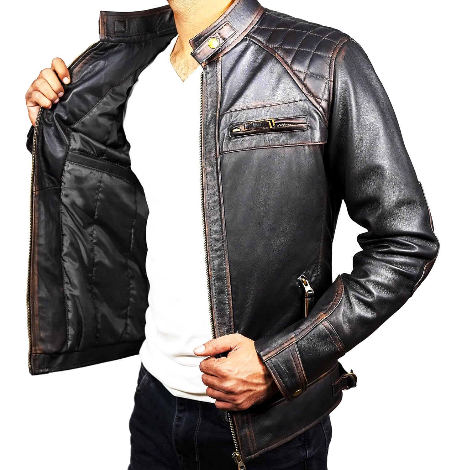 Jaqueta de couro masculina – Cafe Racer Jaqueta masculina casual estilosa para motociclista – Jaqueta masculina de couro de motoqueiro de pele de cordeiro em promoção! Veja a oferta e mais achadinhos de Jaquetas & Casacos 2 Hoje é o melhor dia para comprar Jaqueta de couro masculina – Cafe Racer Jaqueta masculina casual estilosa para motociclista – Jaqueta masculina de couro de motoqueiro de pele de cordeiro com aquele preço maroto! Promoção! Aproveite a oferta! 2