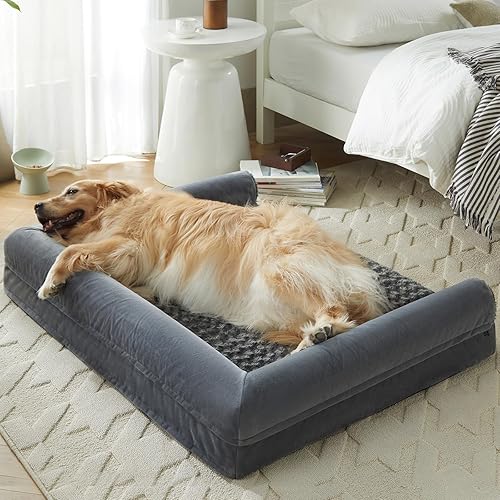 Camas para perros extragrandes, sofá cama ortopédica XL para perros con funda extraíble y forro impermeable, cama gigante para perros jumbo con