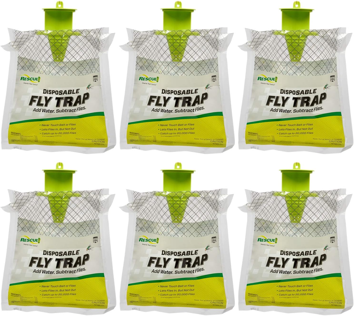 Rescue! Outdoor Disposable Hanging Fly Trap – 6 Traps