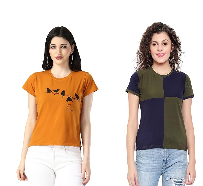DHRUVI TRENDZ Women Printed Top with Half Sleeves for Office Wear, Casual Wear, Under 399 Top for Women/Girls Top(Pink&Turquoise)