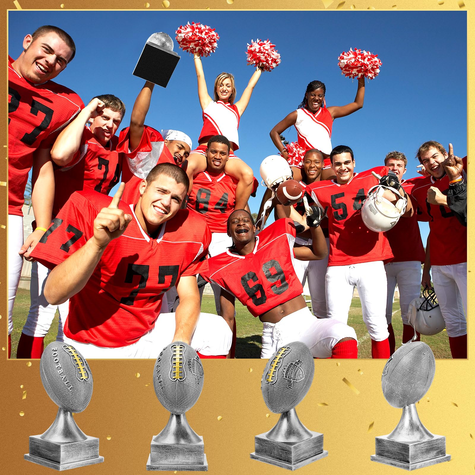 Wiwiqing Silver Fantasy Football Champion Trophäe, 30,5 cm, Winner Glory Award, Feiern Sie das Spiel Gewinner Touchdown oder Playoff Win Championship