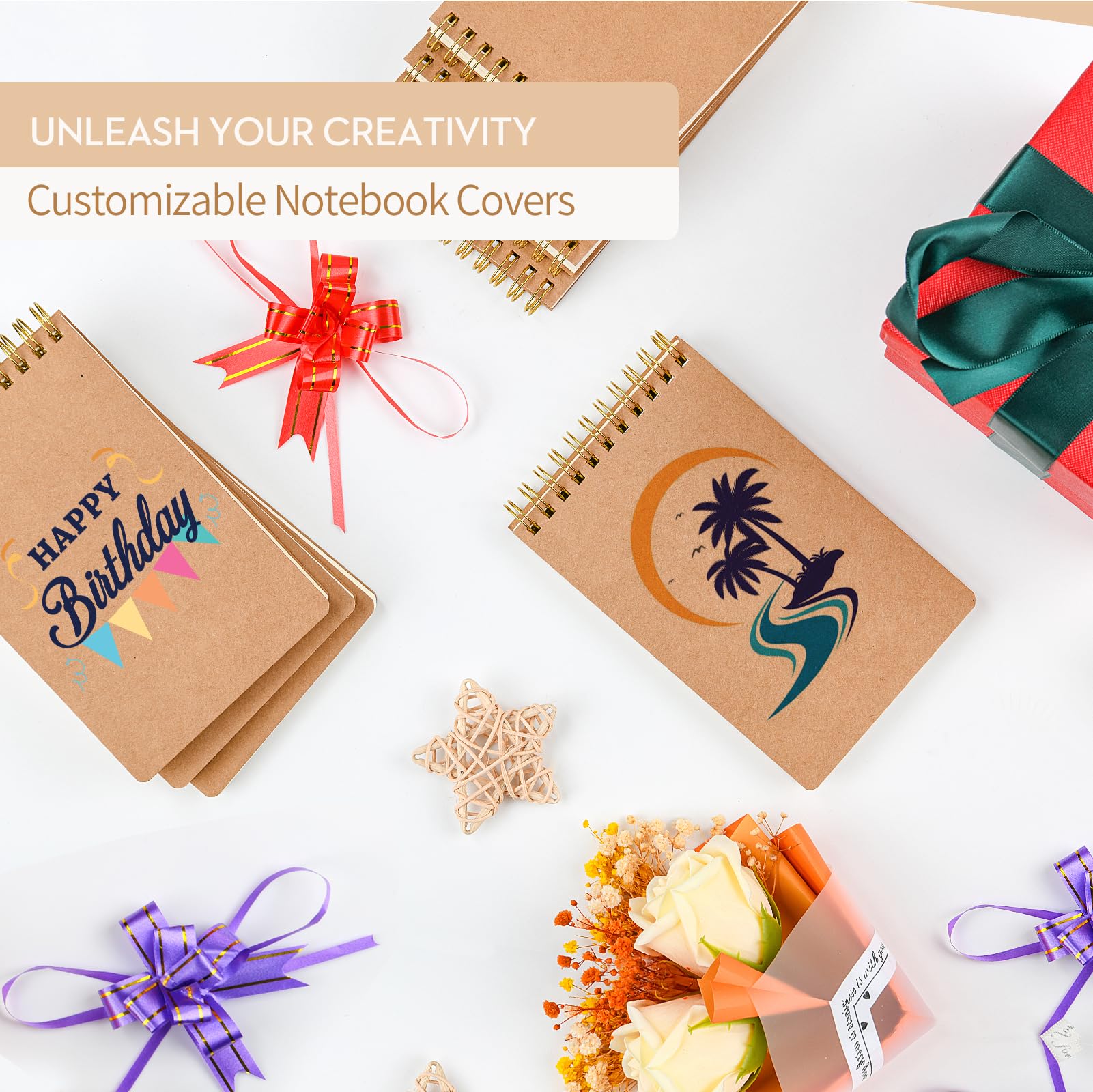 8 Pièces Cahiers à Spirales A6, 160 Pages / 80 Feuiles Petits Carrés