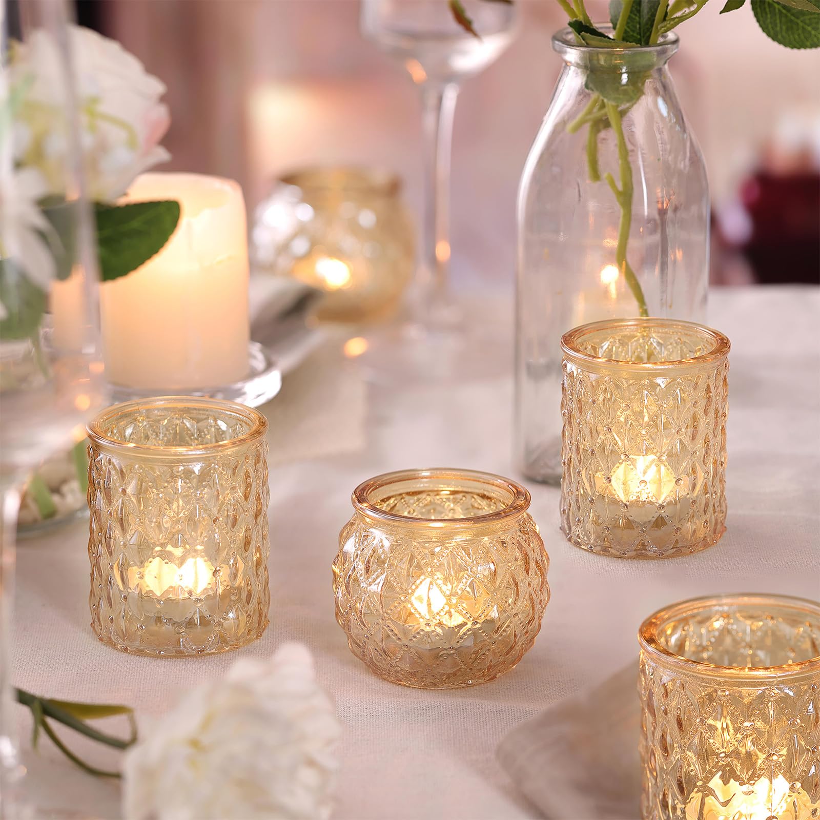 NITIME Lot de 12 photophores dorés assortis bougeoirs mariage décoration fête