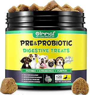 Cjztp Probiotics for Dogs - Gut & Digestive Health - Dog Probiotics and Digestive Enzymes for Small, Medium and Large Dogs - 120 Chews, Duck Flavor