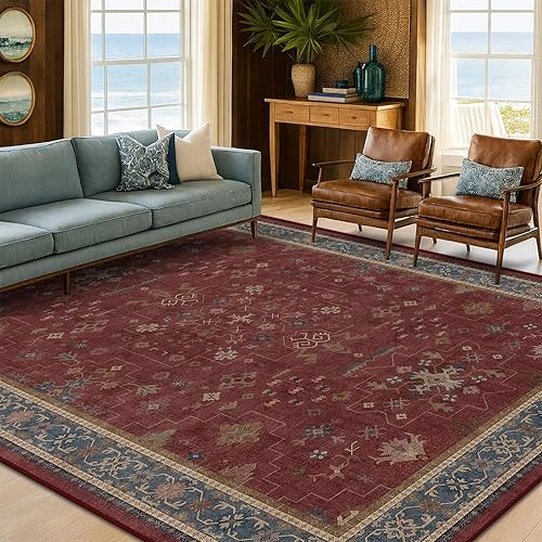 Miniatura 224 de Alfombra Boho Negra para Sala de Estar - Alfombra de Área Lavable de 10x14 Pies, Alfombras de Comedor para Debajo de la Mesa, Alfombra Suave de Pelo