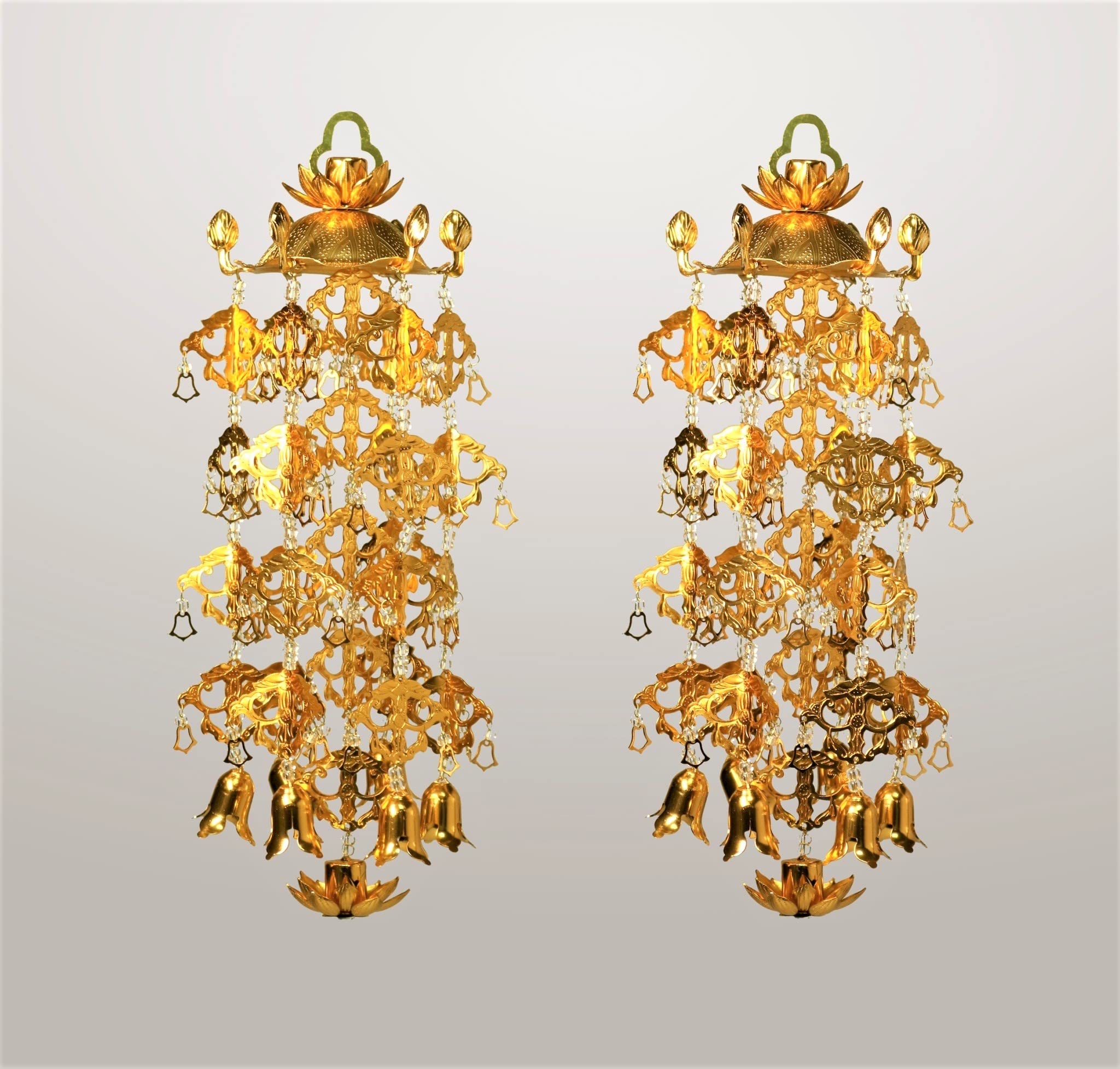 Amazon｜蓮笠瓔珞(ようらく)(1対)アルミ 金メッキ ヨウラク 白玉 京  