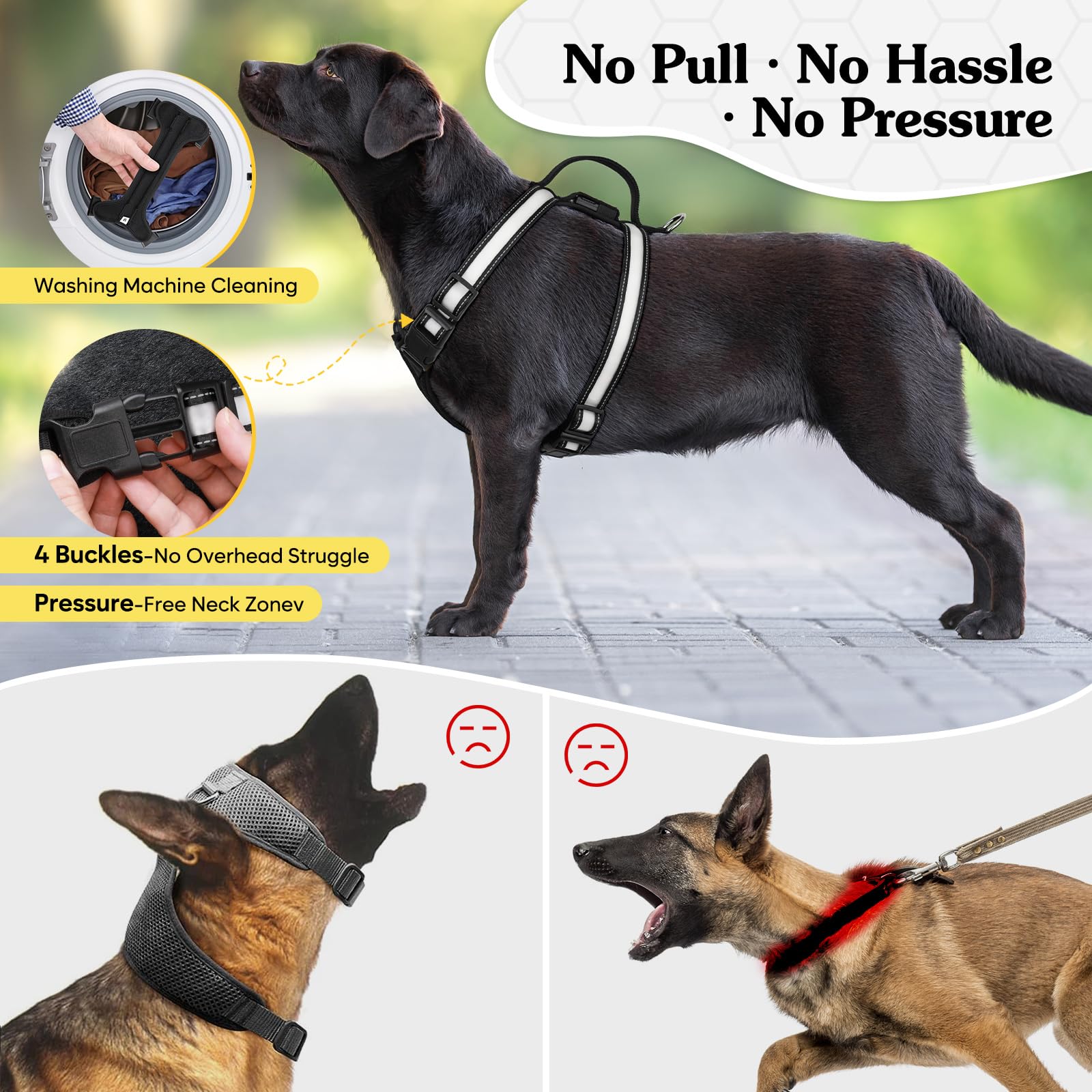 PZRLit Rechargeable LED Dog Harness, Multi-Color Light Up Glow Dark Vest with Reflective Strips - Image 4