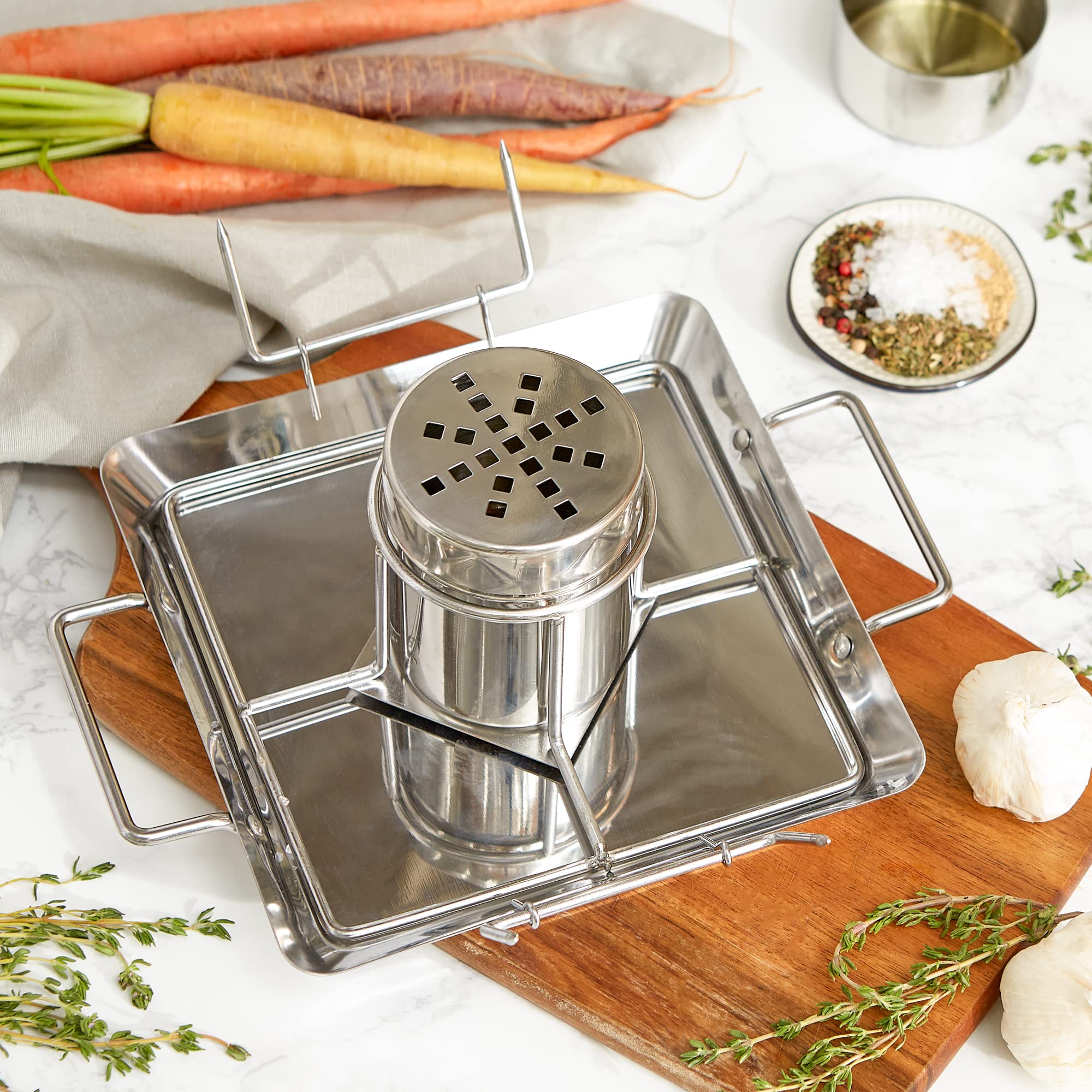 Kitchen Roasting Pan Collection Durable apto para lavavajillas, acero inoxidable, tostador vertical, 9.5 x 7.25 x 4 pulgadas 6