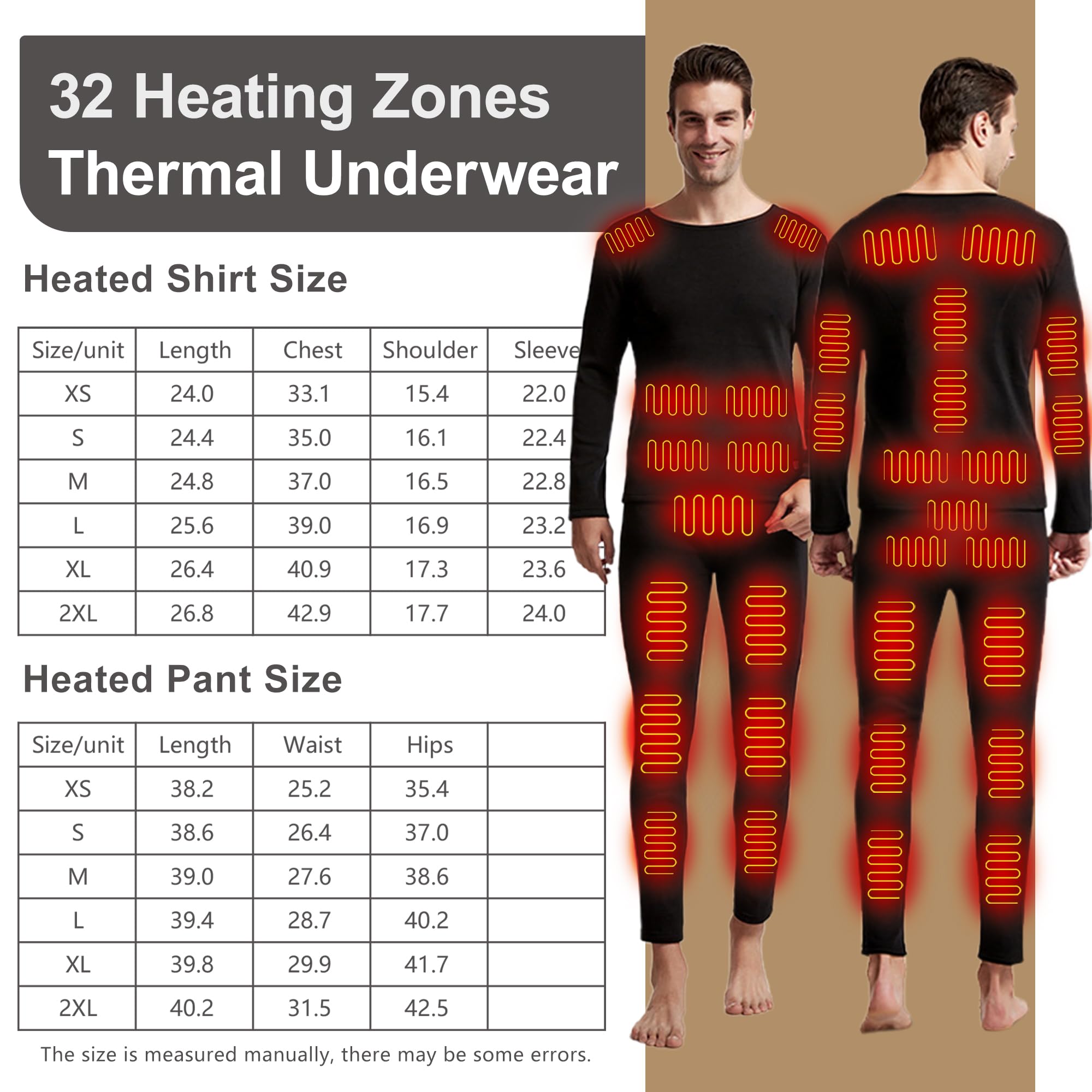 Ropa Interior térmica eléctrica para Hombre, Camiseta y pantalón térmicos de Invierno con 3 Niveles de Calor para Esquiar y Acampar.