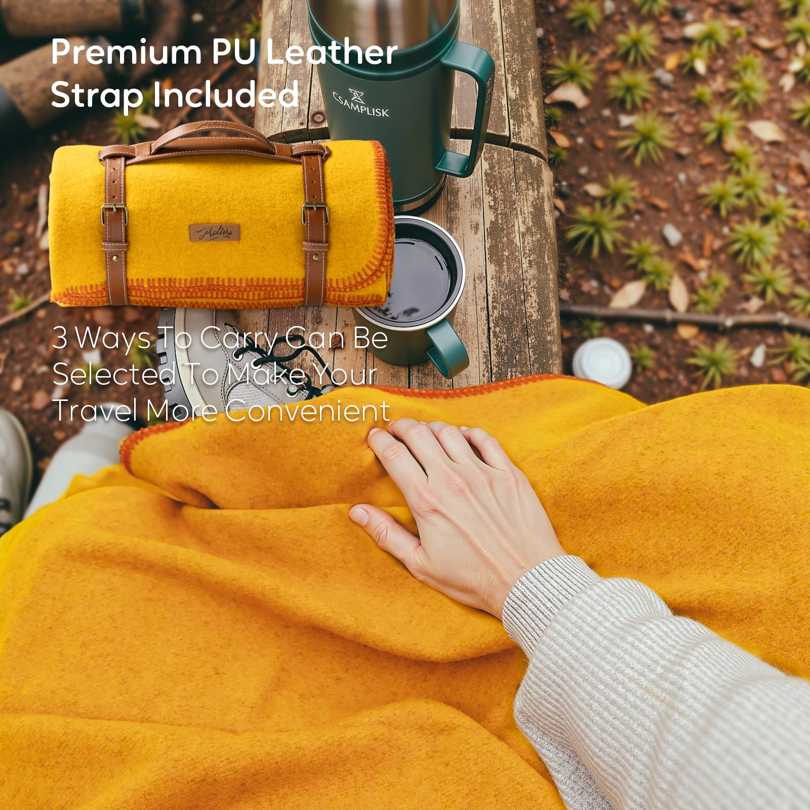 Amazon｜Molithe 100%ウールブランケット、48インチ x 62インチ