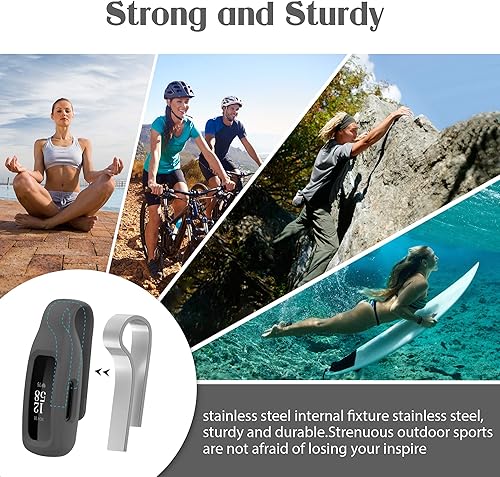 Miniatura 20 de HSWAI Paquete de 3 clips de repuesto para Fitbit Inspire 2/Fitbit Inspire 3, clip de silicona suave y cómodo de protección de 360°, accesorio negro