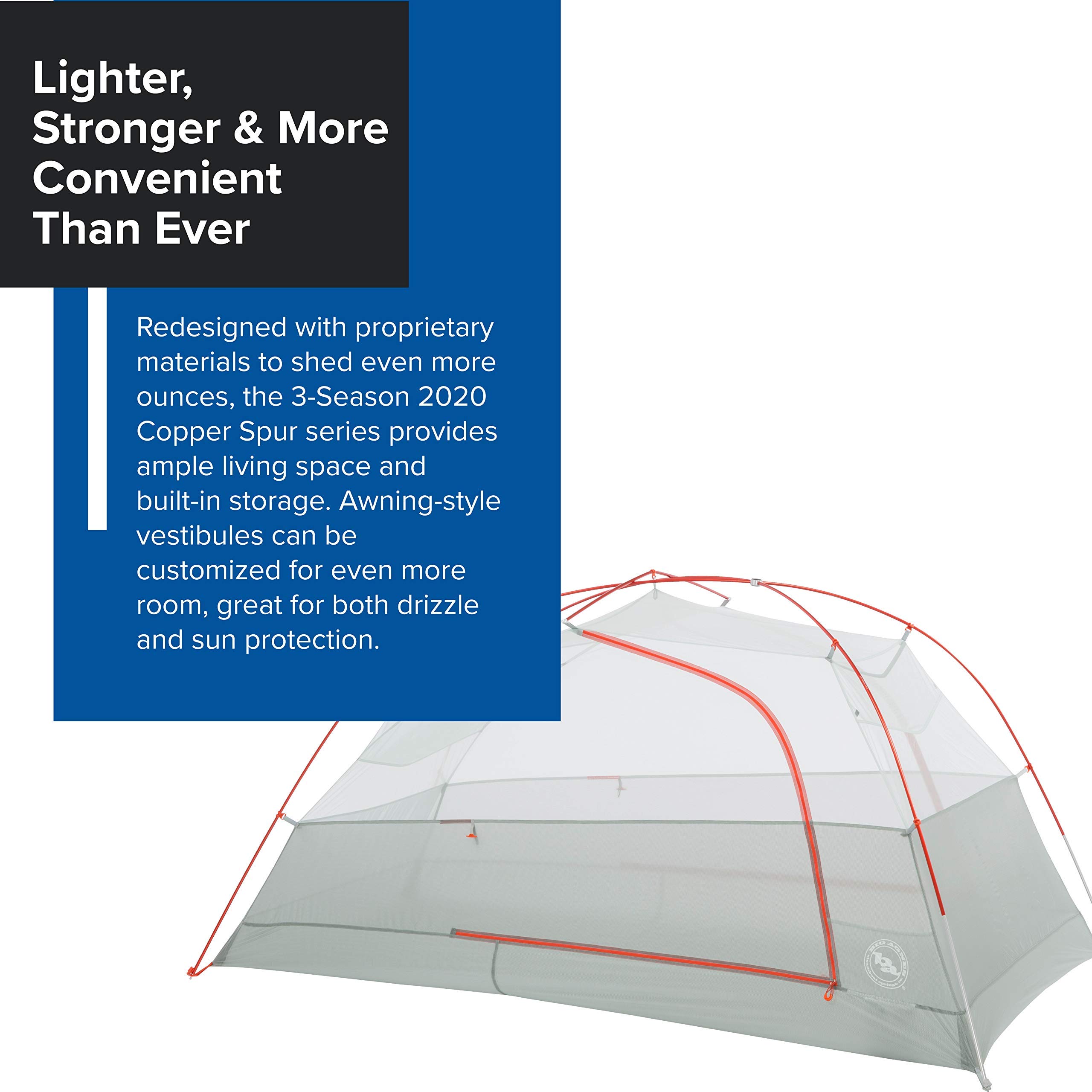 Copper Spur HighVolume Ultralight Backpacking and Camping Tent | Ultralight high-volume design with awning vestibules, TipLok setup, and spacious storage for camping