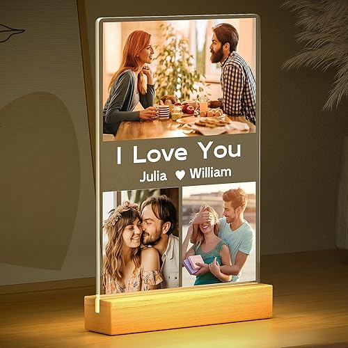 Miniatura 3 de Marcos de fotos personalizados con foto, marco de fotos personalizado con luz nocturna, regalos personalizados para novia, novio, aniversario de