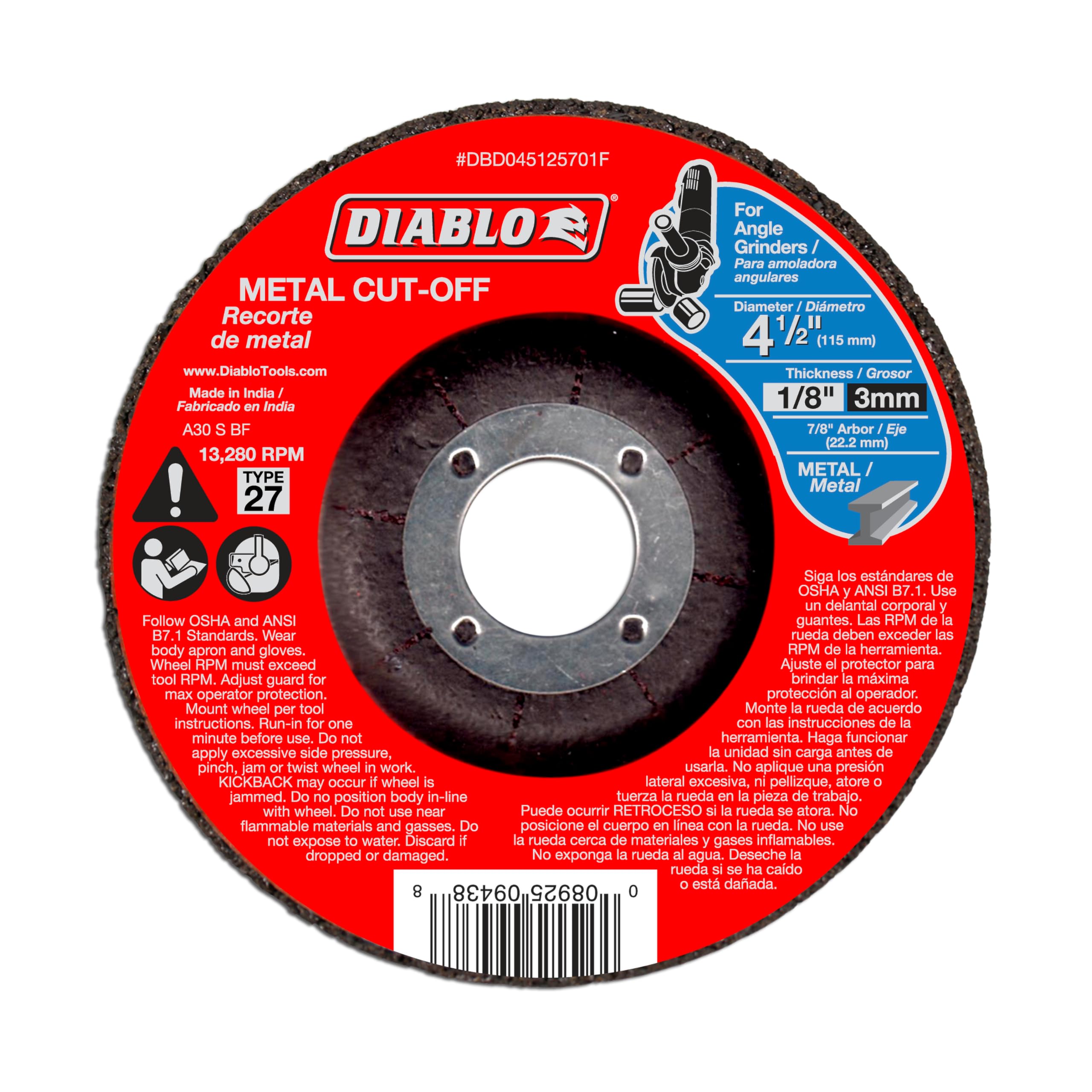 Diablo Type 27 Metal Cut-Off Disc - Superior Performance - 4