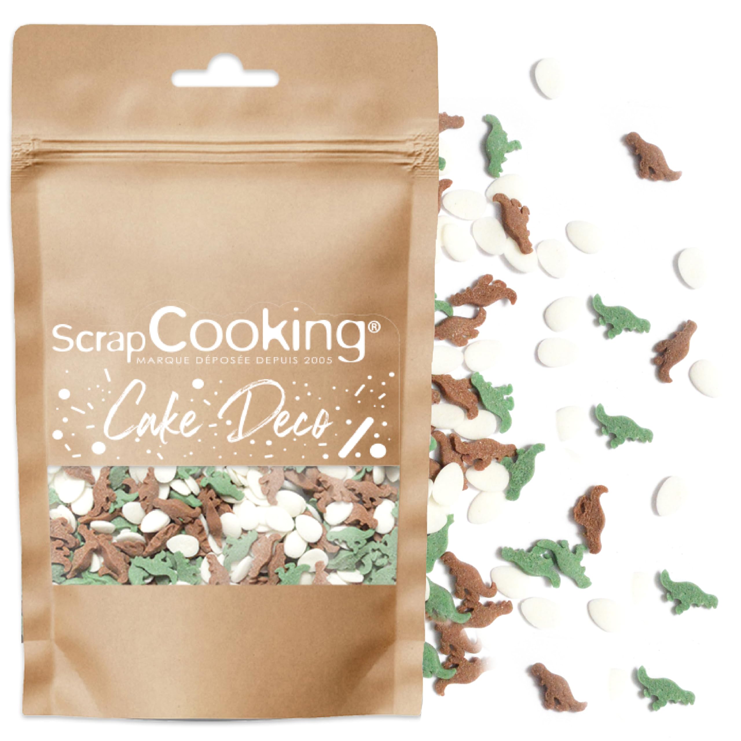 ScrapCooking - Décors Sucrés Dinosaures 55 g - Décorations Alimentaires Dinos pour Pâtisserie, Desserts, Gâteaux, Biscuits, Cupcakes, Anniversaires - 100 % Comestibles - Cake Design - 7429