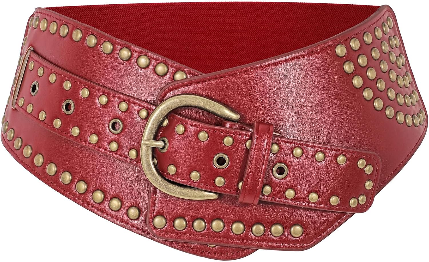 JASGOOD Women Vintage Wide Elastic Belt Studded Stretchy Waist Belt with Rivets Metal Buckle