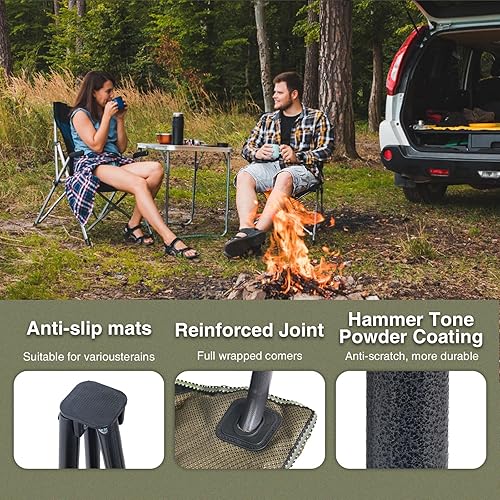 Miniatura 7 de Silla plegable para exteriores resistente con cojín grueso, silla de camping portátil para patio trasero, playa y senderismo, 450 libras