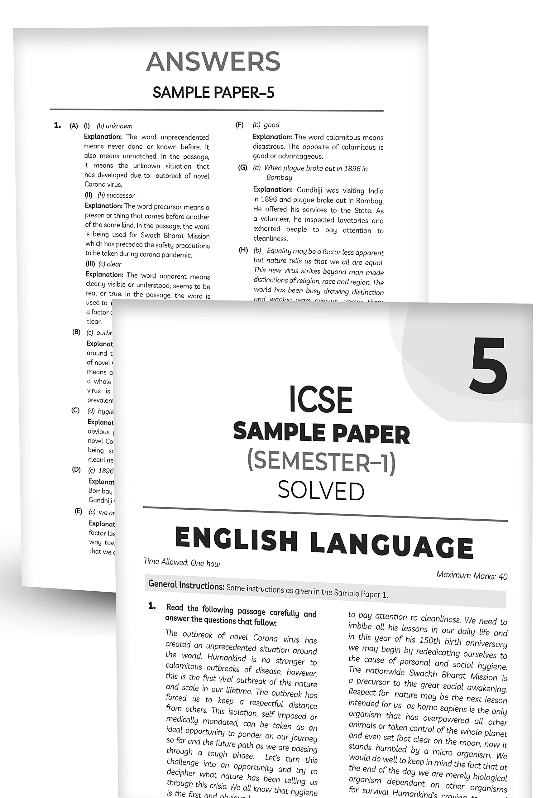 Educart ICSE Semester 1 English Paper 1 (Language) + English Paper 2 (Literature) Class 10 Sample Papers MCQ Book For 2021 Exam (Based on 26th Aug ICSE Specimen Paper) 3