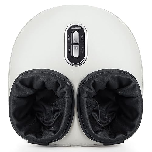 Nekteck Shiatsu Foot Massager with Heat, Deep Kneading Therapy Air Compression, Feet Massage Improve Blood Circulation Foot Wellness Soothing Pain Relief, Gifts for Men Women Dad Mom - Beige