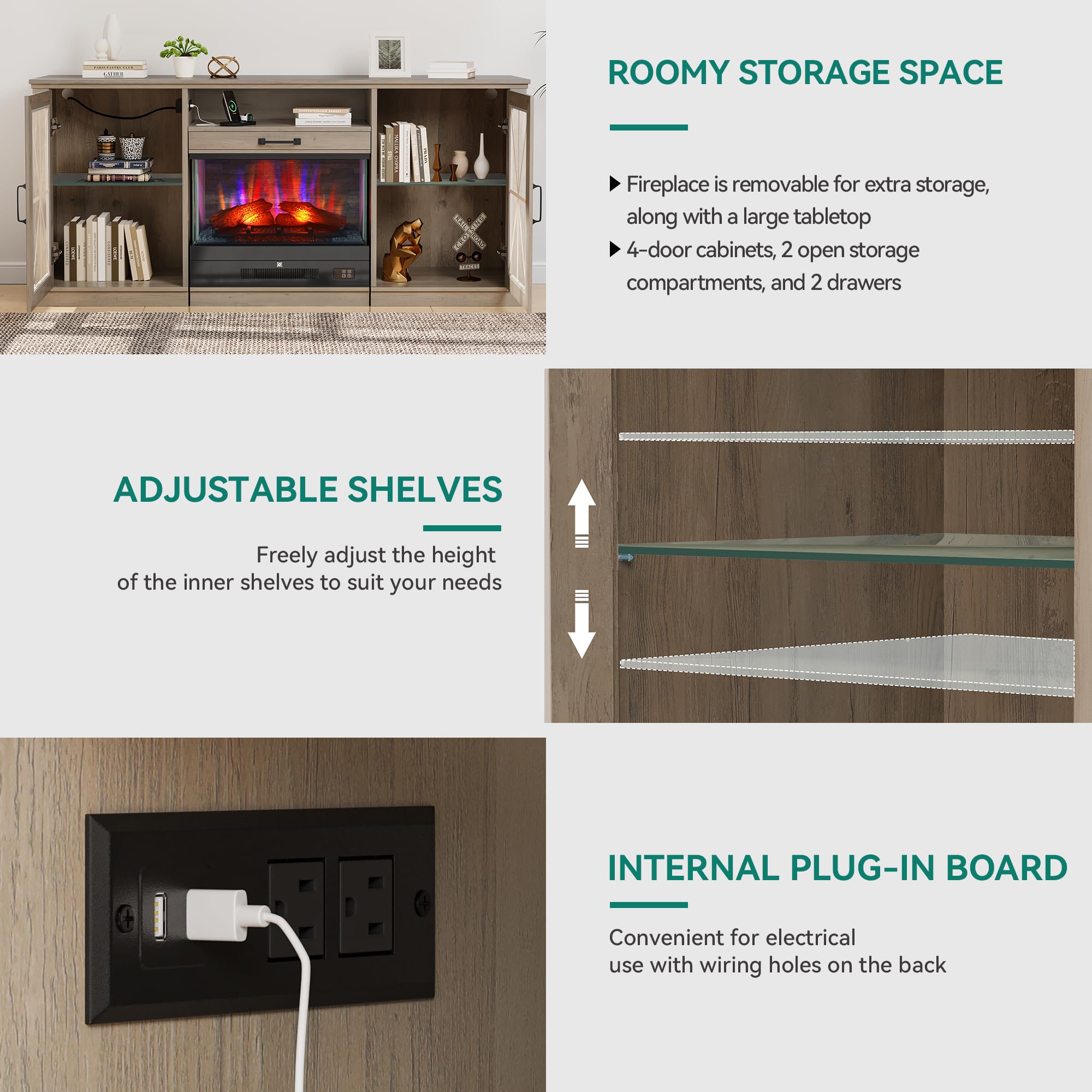 YITAHOME Fireplace TV Stand with 25