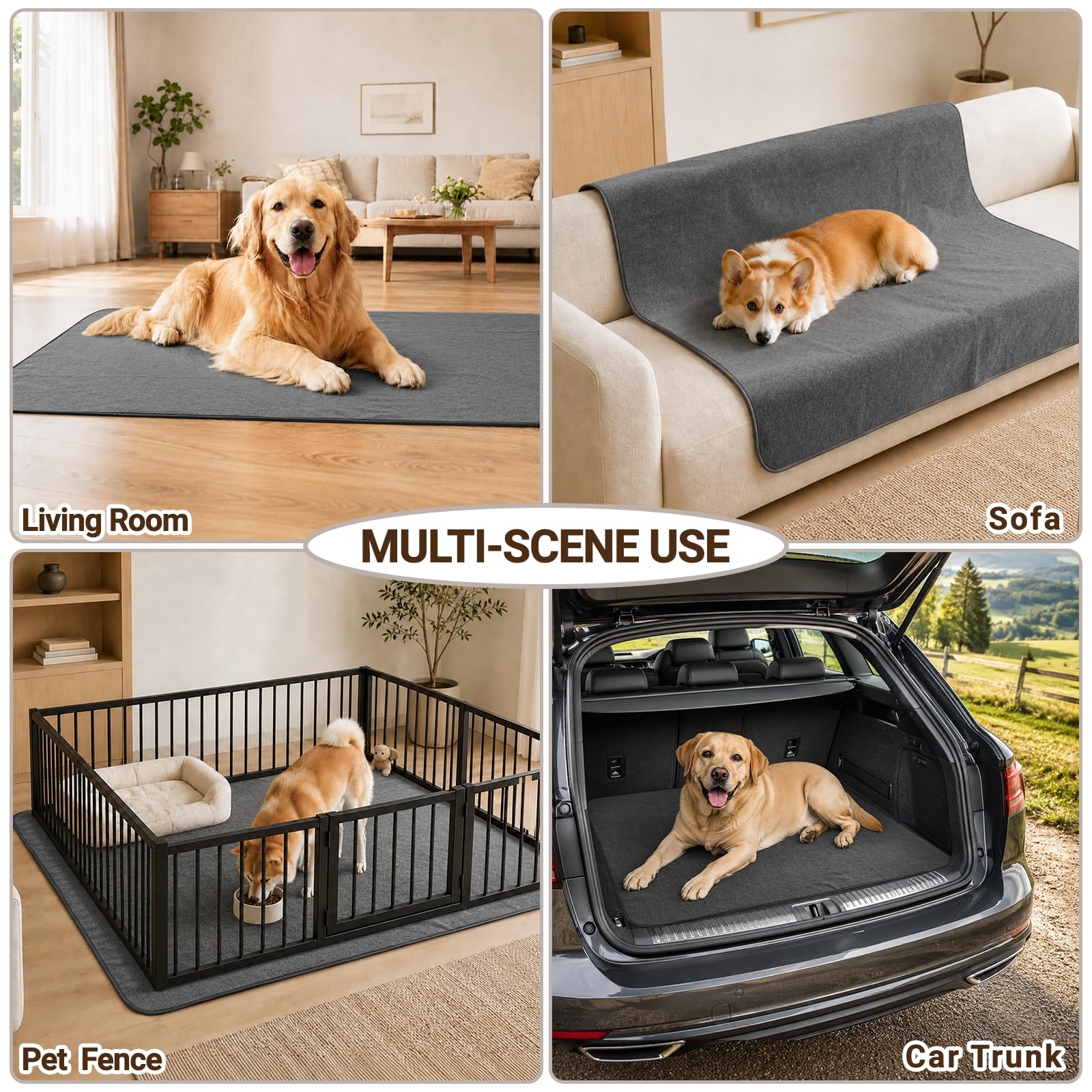Baodan Tapis Absorbant Chien, 2pc Alese Chien Réutilisable, 122x122 cm | Alaise pour Chien pour Chiots, Chiens âgés ou Chiens Souffrant d'Incontinence